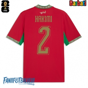 Maroc Achraf Hakimi #2 Tricou Fotbal Replică Mondial 2026 Barbati Acasa